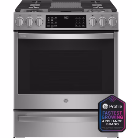 GE Profile GE Profile(TM) 30" Smart Slide-In Front-Control Gas Fingerprint Resistant Range with No Preheat Air Fry PGS930YPFS (a4ln7qw3hbgp)